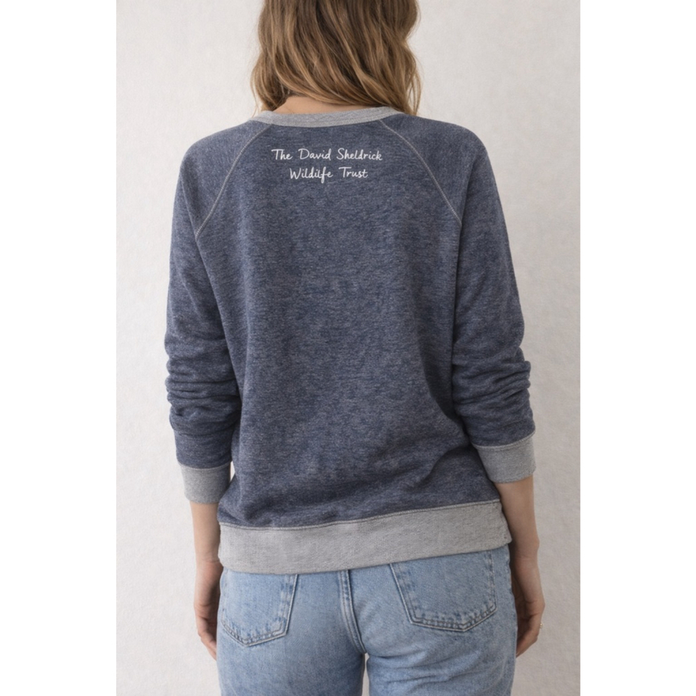 J.Crew “For the Love of Elephants” Sweatshirt • Women’s Small • Blue Graphic Cre - Picture 3 of 8